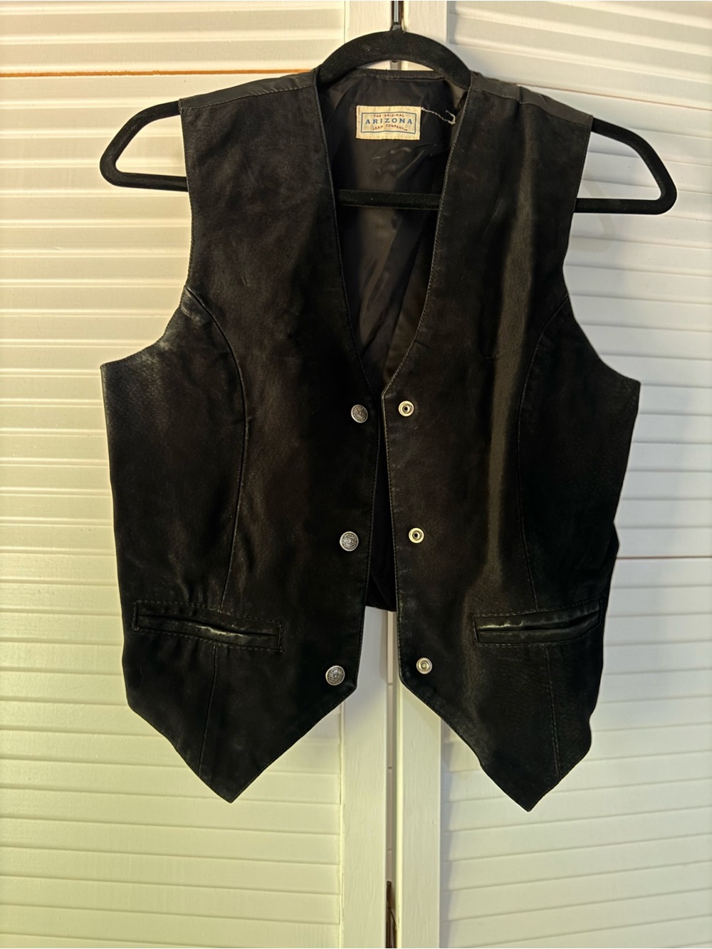 Vintage Arizona Jean Company Black Suede Leather Vest
